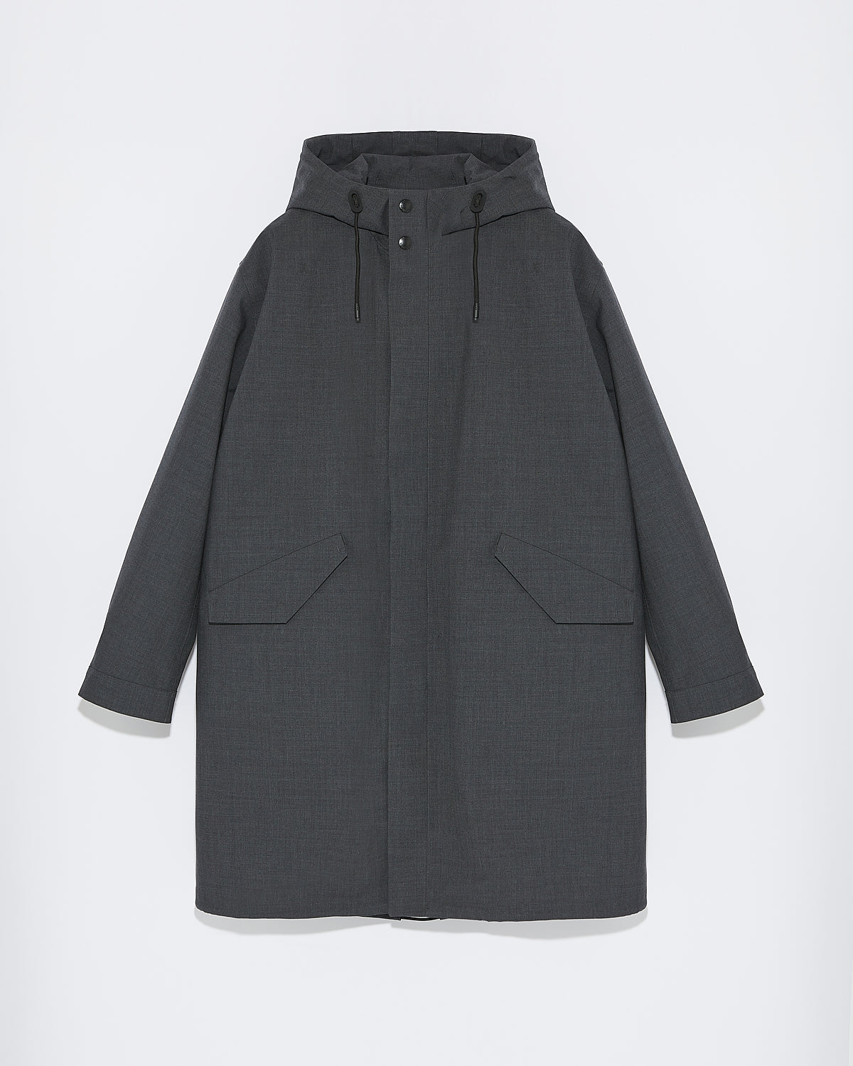 Waterproof fishtail parka in technical cold wool