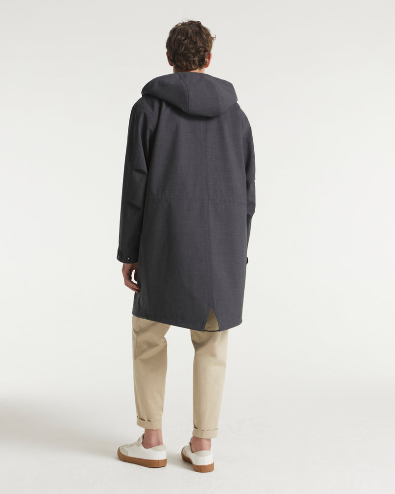 Technical cold wool fishtail parka - grey