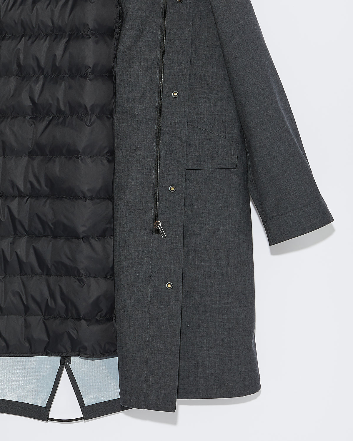Waterproof fishtail parka in technical cold wool