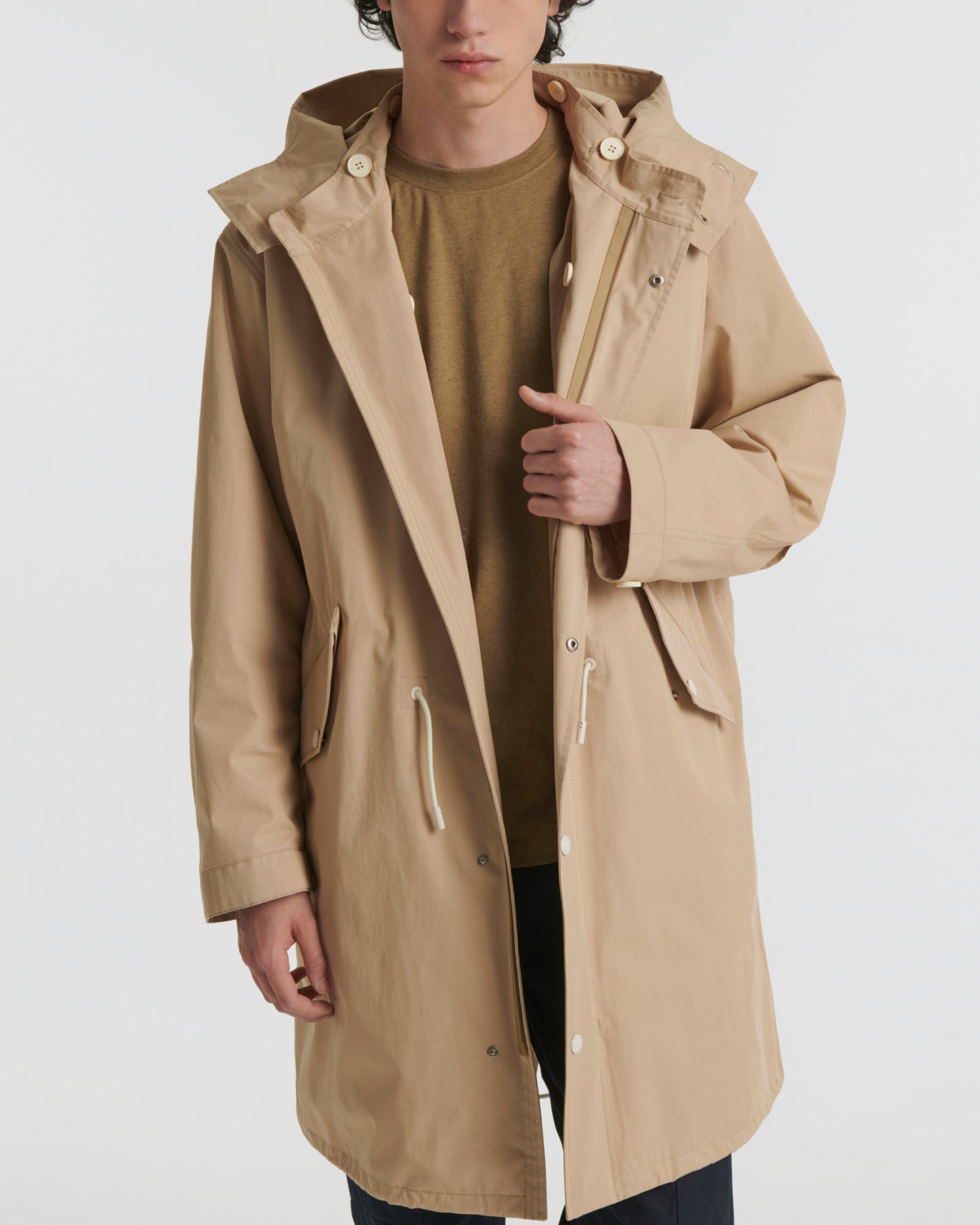 Parka fishtail en coton technique imperméable