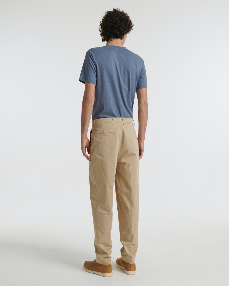 straight cotton trousers - beige