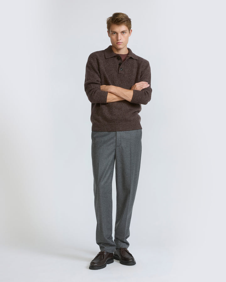 Pantalon chino en flanelle de lainage cachemire Loro Piana