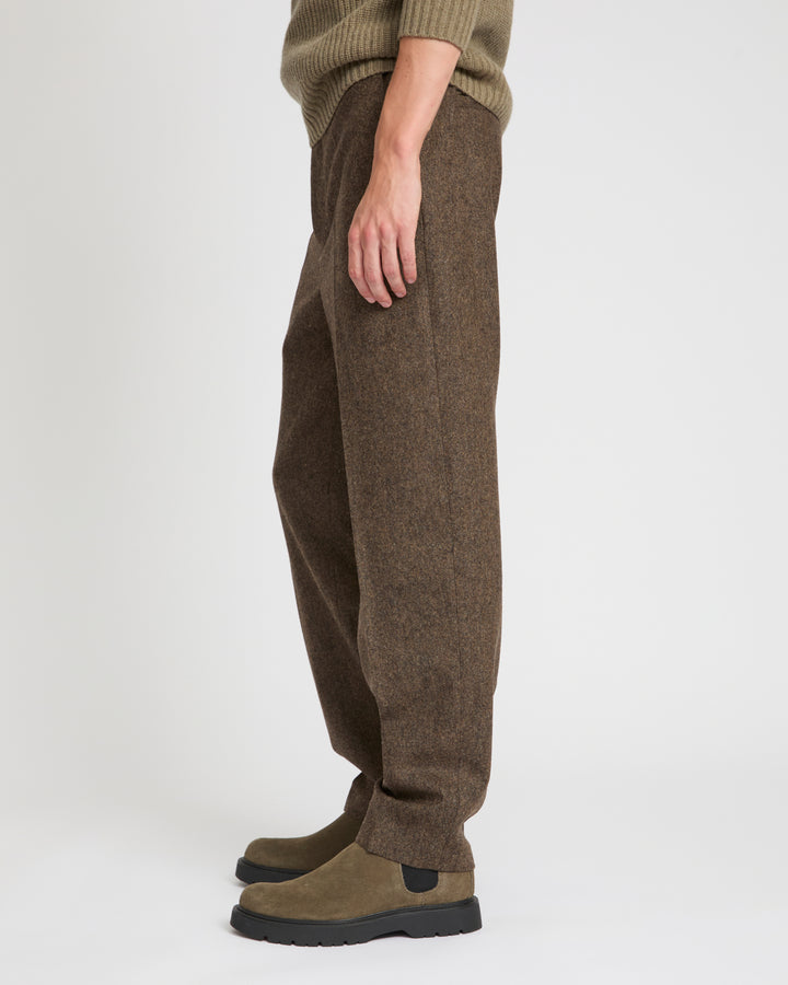 Pantalon droit en tweed de laine
