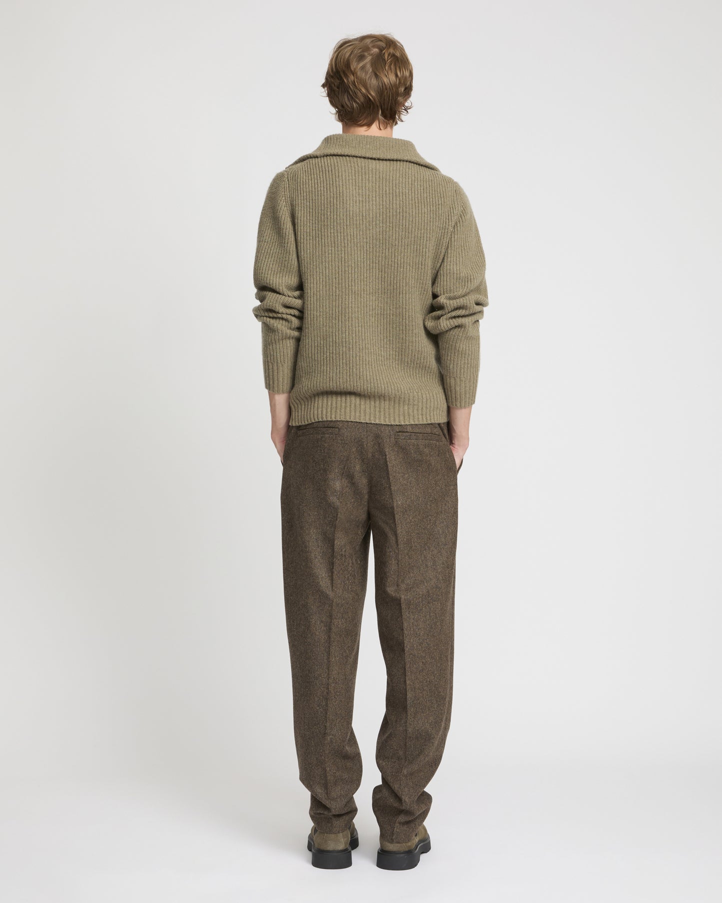 Straight-leg cashmere and wool tweed trousers
