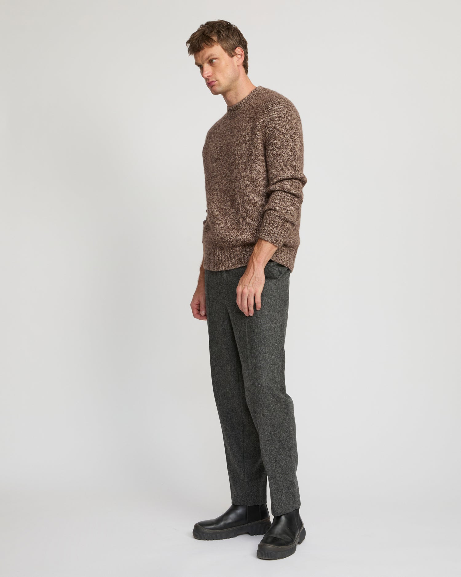 Pantalon droit en tweed de laine -Yves Salomon