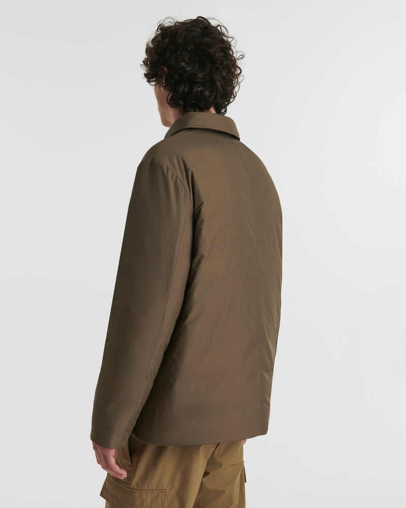 Down overshirt in technical fabric - green