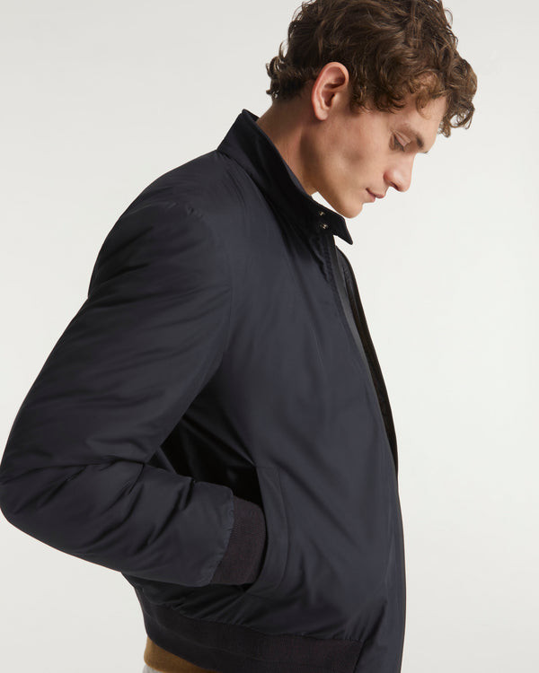 Down-filled technical fabric blouson - blue