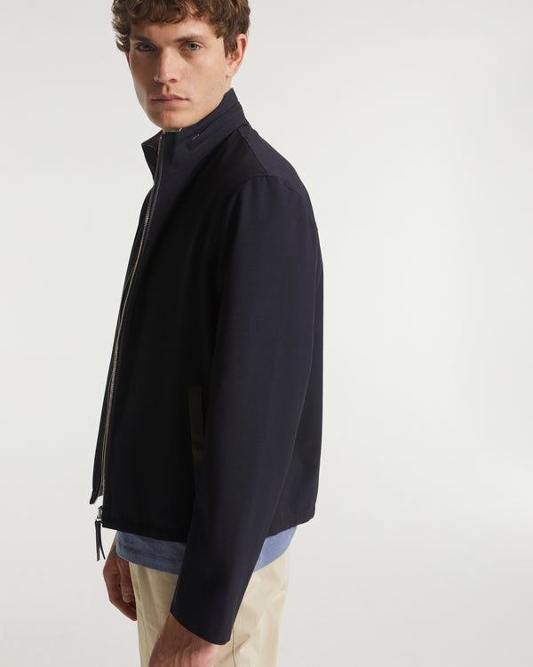 Jersey reversible wool blend jacket - blue
