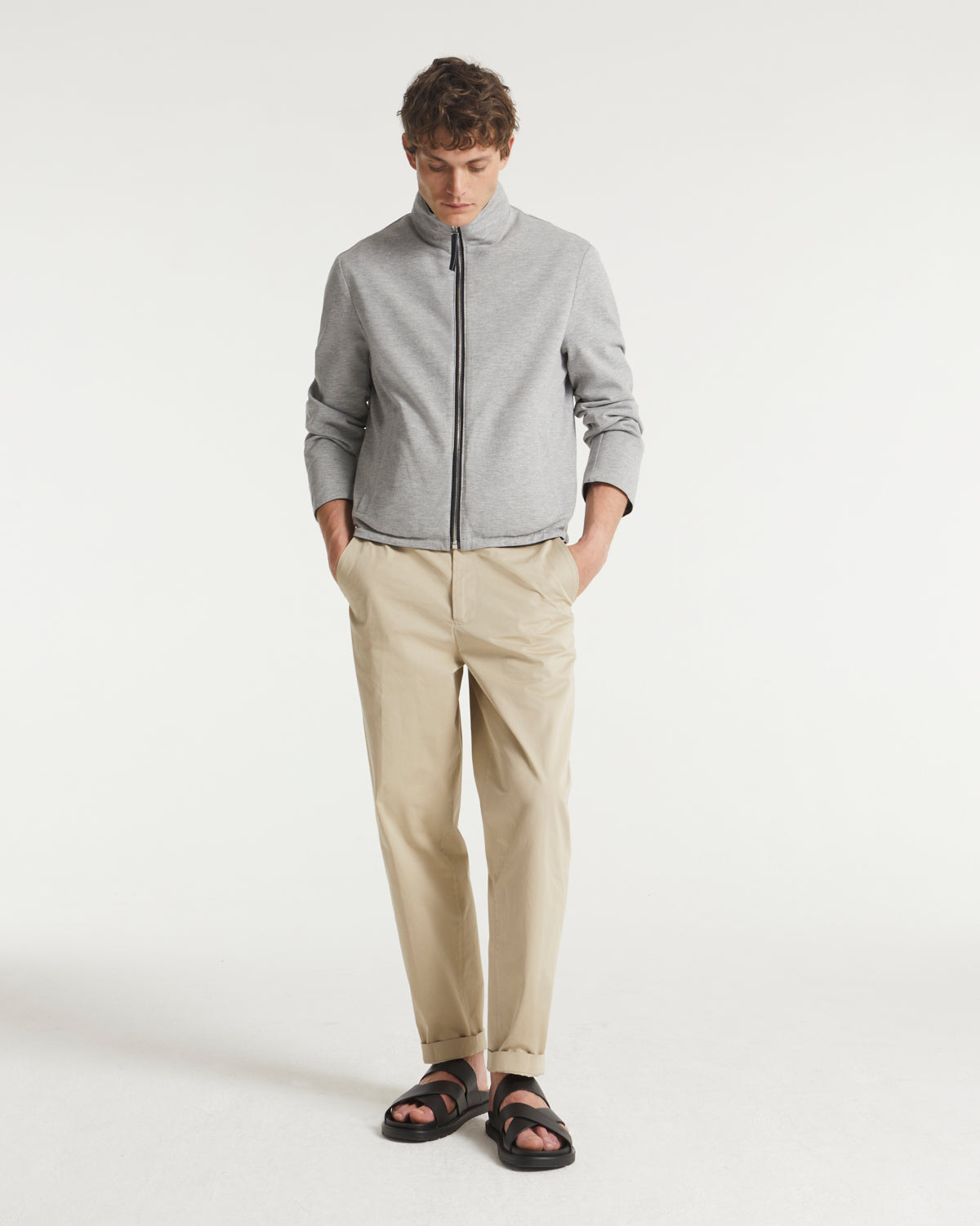 Jersey reversible wool blend jacket - blue