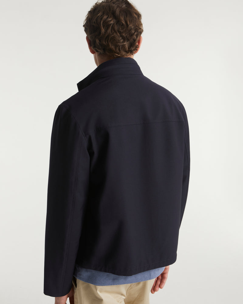 Jersey reversible wool blend jacket - blue