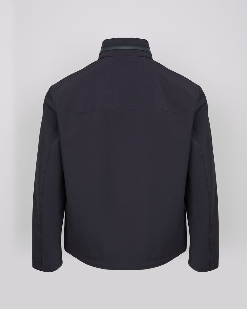 Veste imperméable en jersey avec détails en cuir et capuche