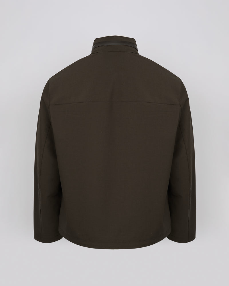 Veste imperméable en jersey avec détails en cuir et capuche