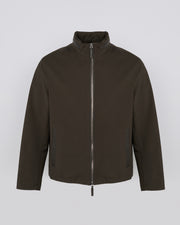 Veste imperméable en jersey avec détails en cuir et capuche