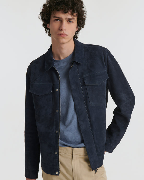 Velour leather jacket - blue
