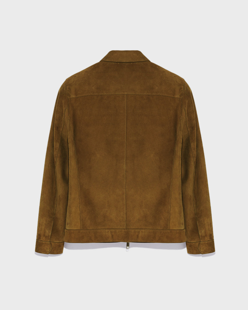 Velour leather jacket - khaki
