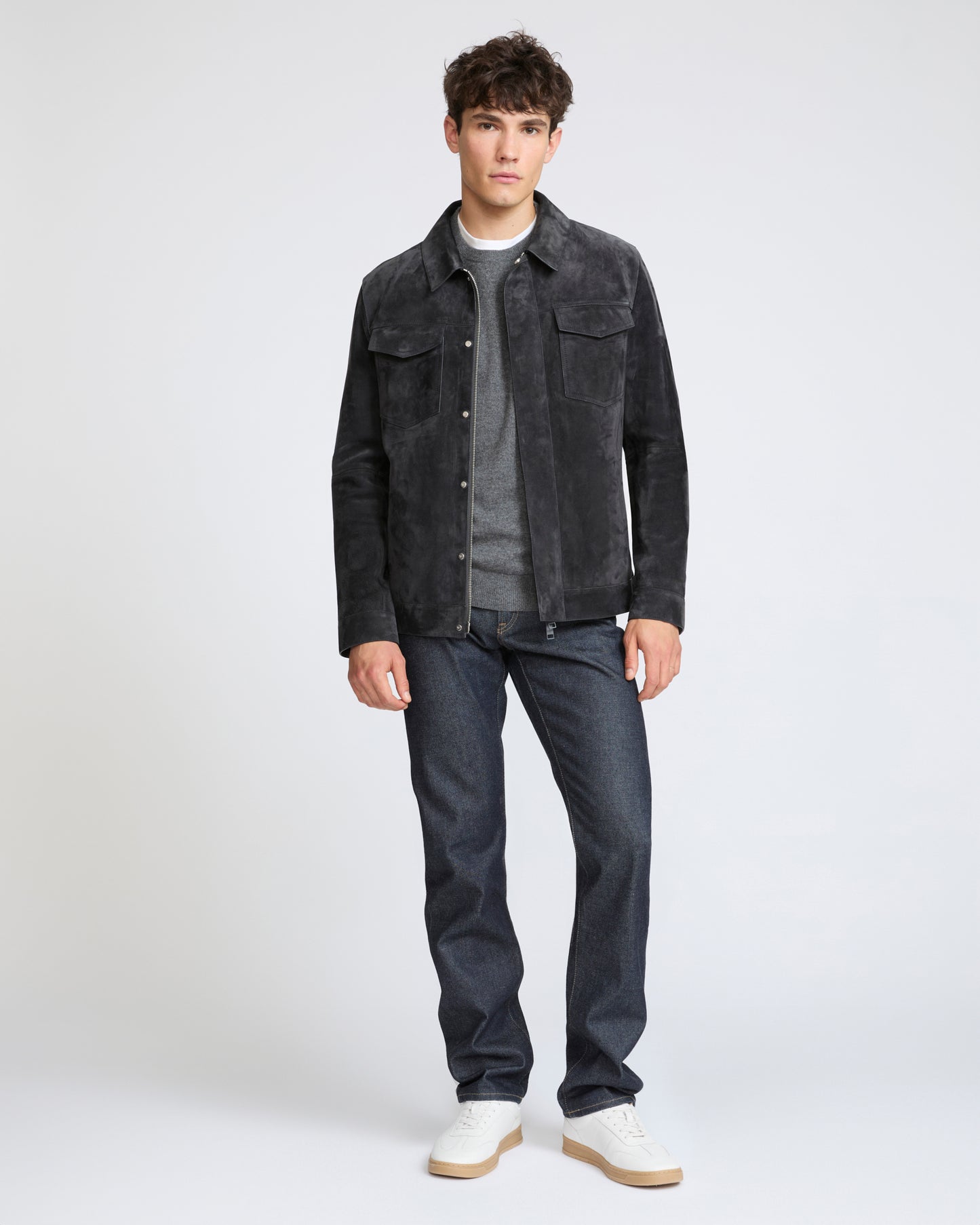 Veste en cuir de veau suède- Yves Salomon - Nouvelle collection Automne Hiver