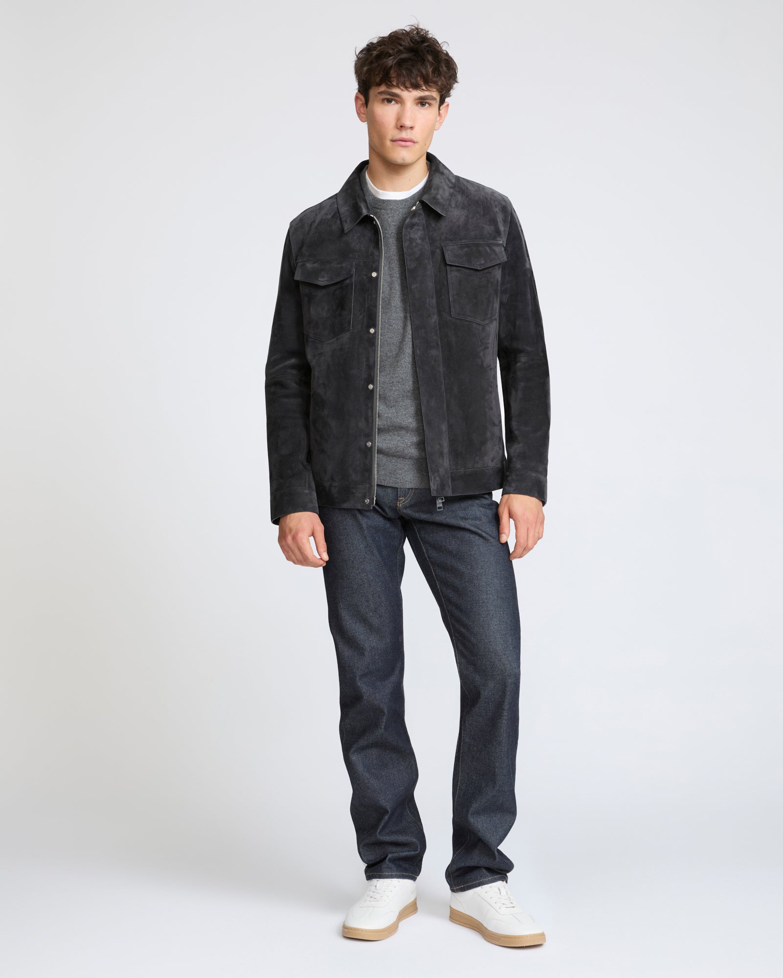 Veste en cuir de veau suède- Yves Salomon - Nouvelle collection Automne Hiver