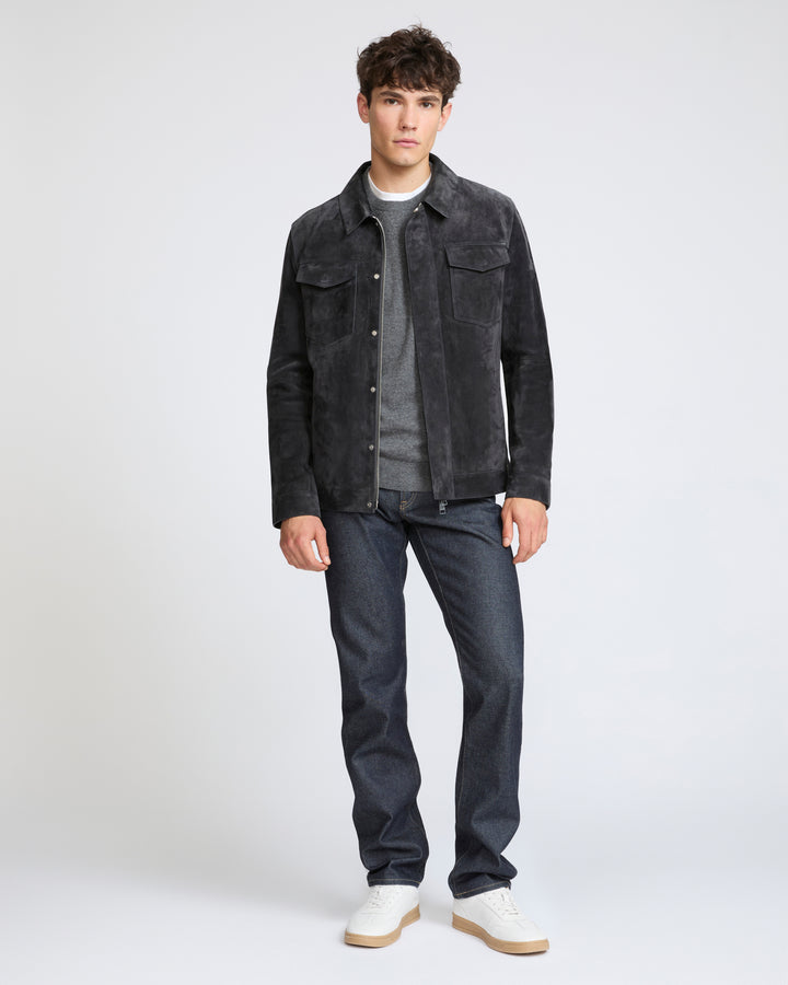 Veste en cuir de veau suède- Yves Salomon - Nouvelle collection Automne Hiver