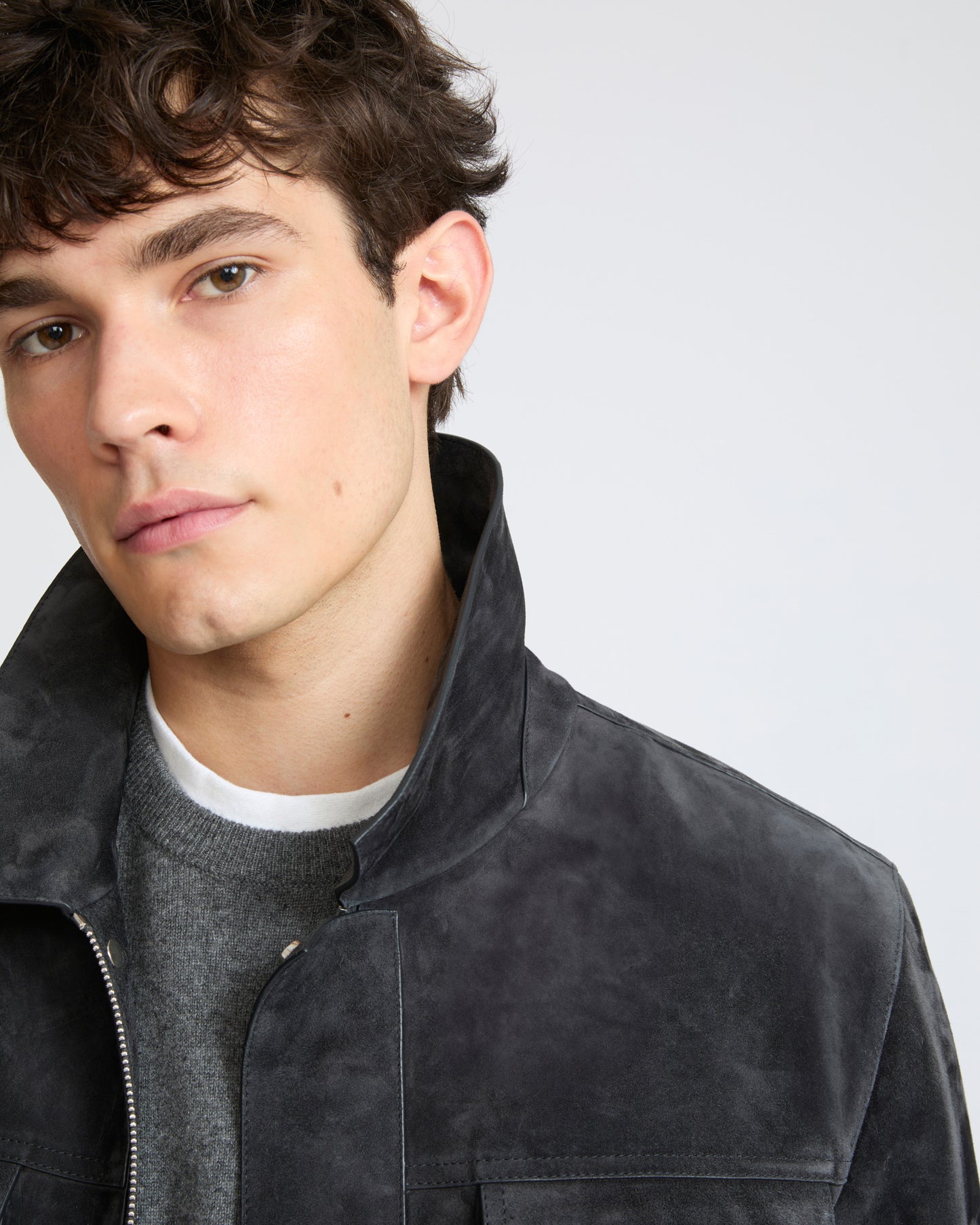 Veste en cuir de veau suède- Yves Salomon - Nouvelle collection Automne Hiver