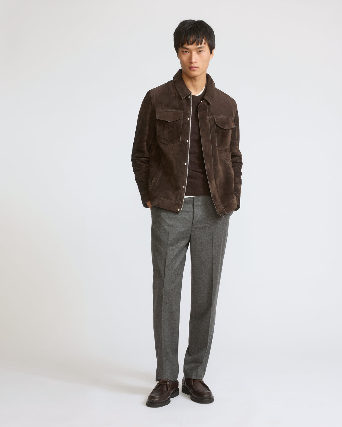 Veste en cuir de veau suède - Yves Salomon - Nouvelle collection Automne Hiver