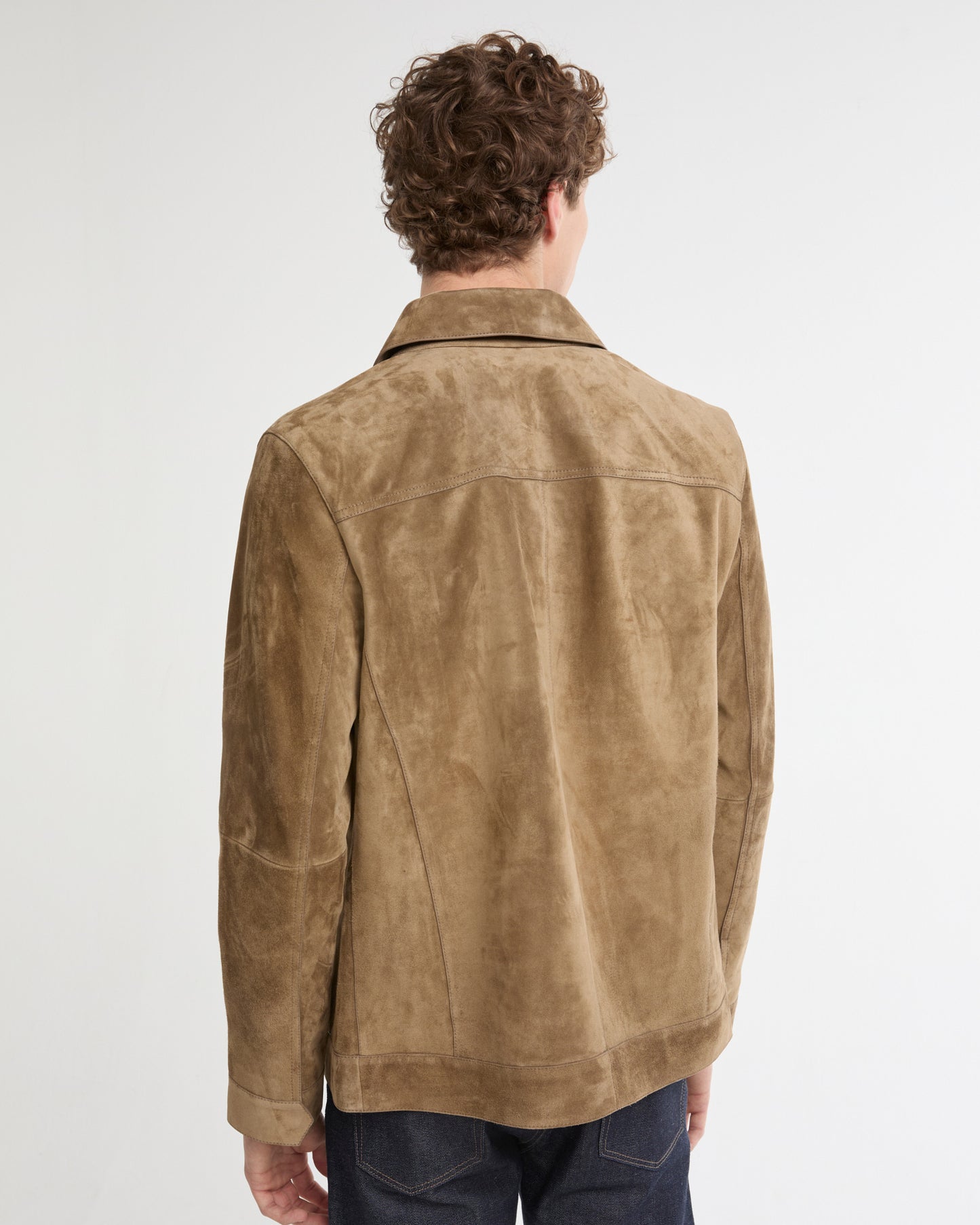 Veste denim en cuir de veau finition suède -Yves salomon - Nouvelle collection Printemps Été