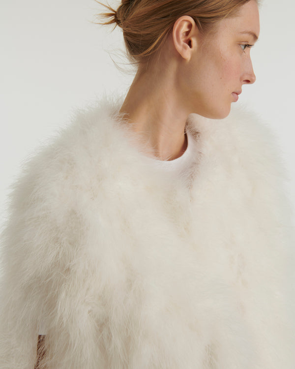Long feather cape - white