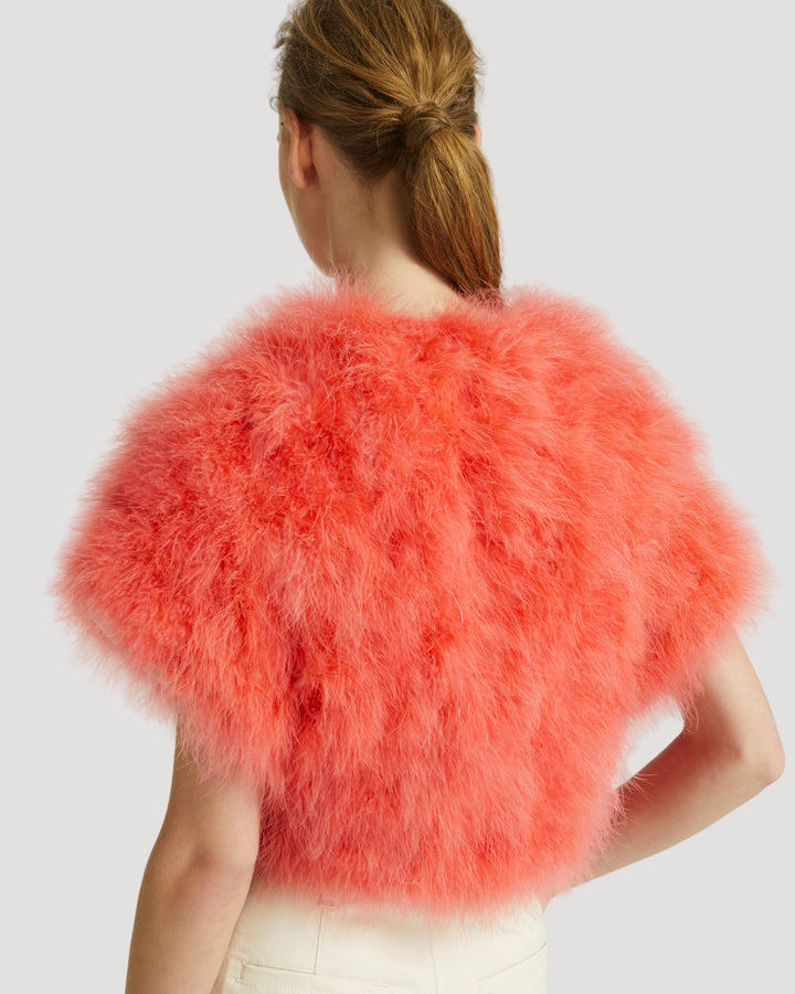 bolero-court-en-plumes-fuchsia-24eyc30546pluxa5032 -Yves Salomon