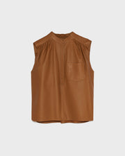 Top sans manche en cuir d'agneau