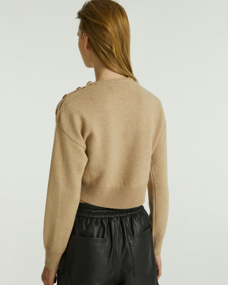 Crop knit jumper - beige