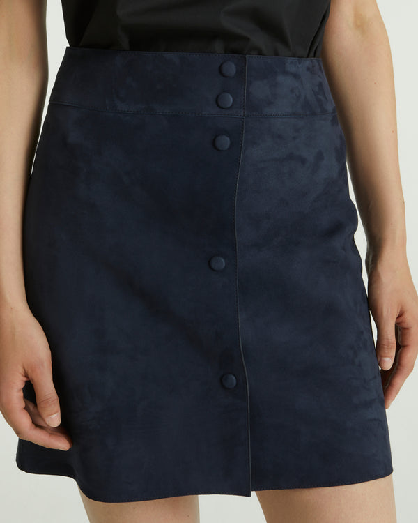 Double-sided velour lamb leather mini skirt - blue
