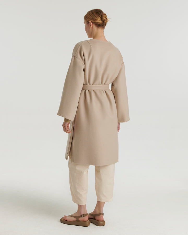 Double-sided cashmere oversized coat - beige