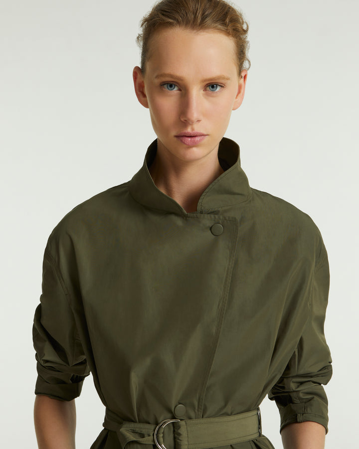 Oversized coat in technical fabric - green