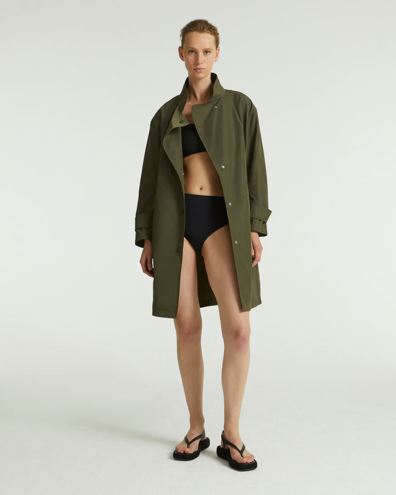 Oversized coat in technical fabric - green