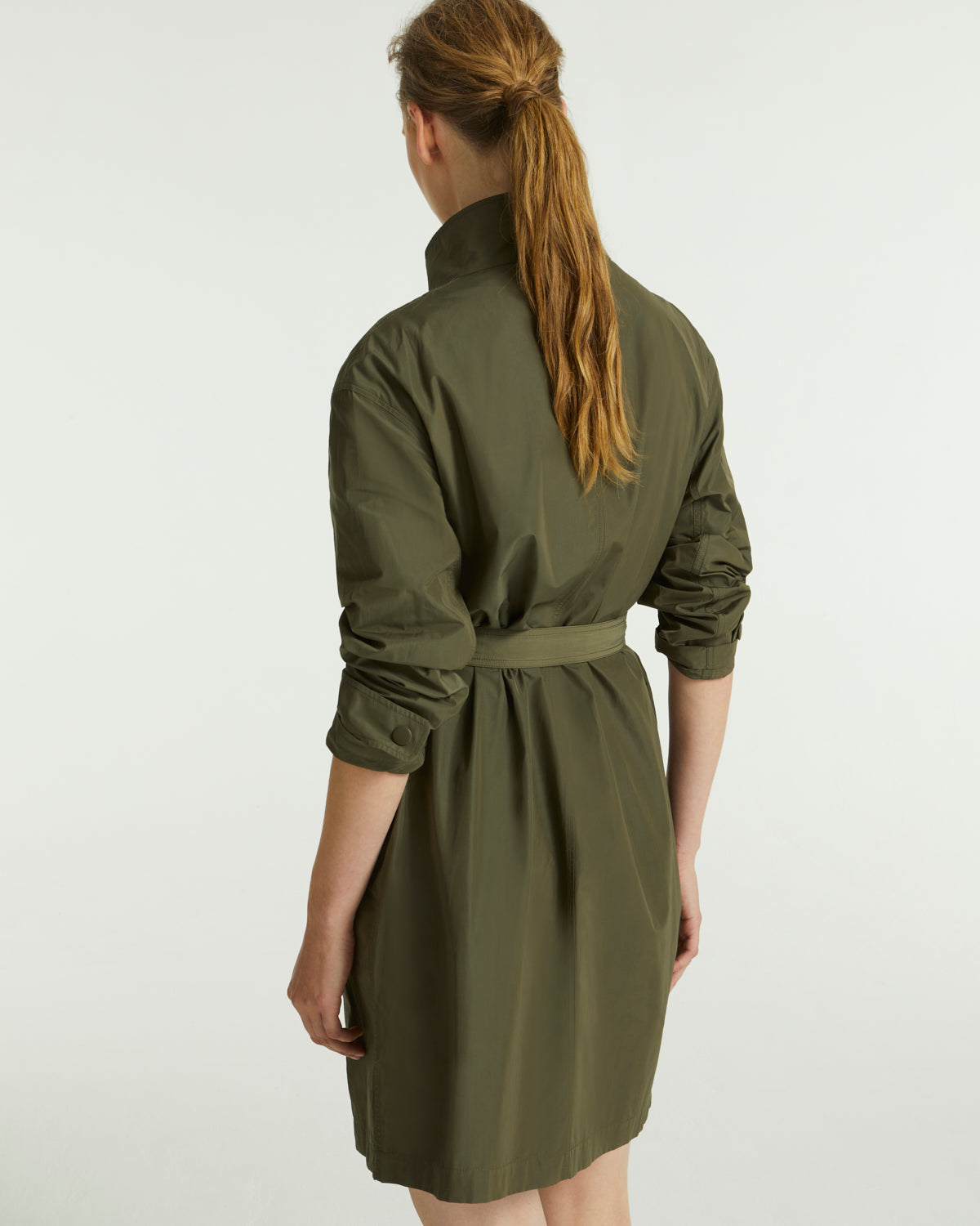 Oversized coat in technical fabric - green