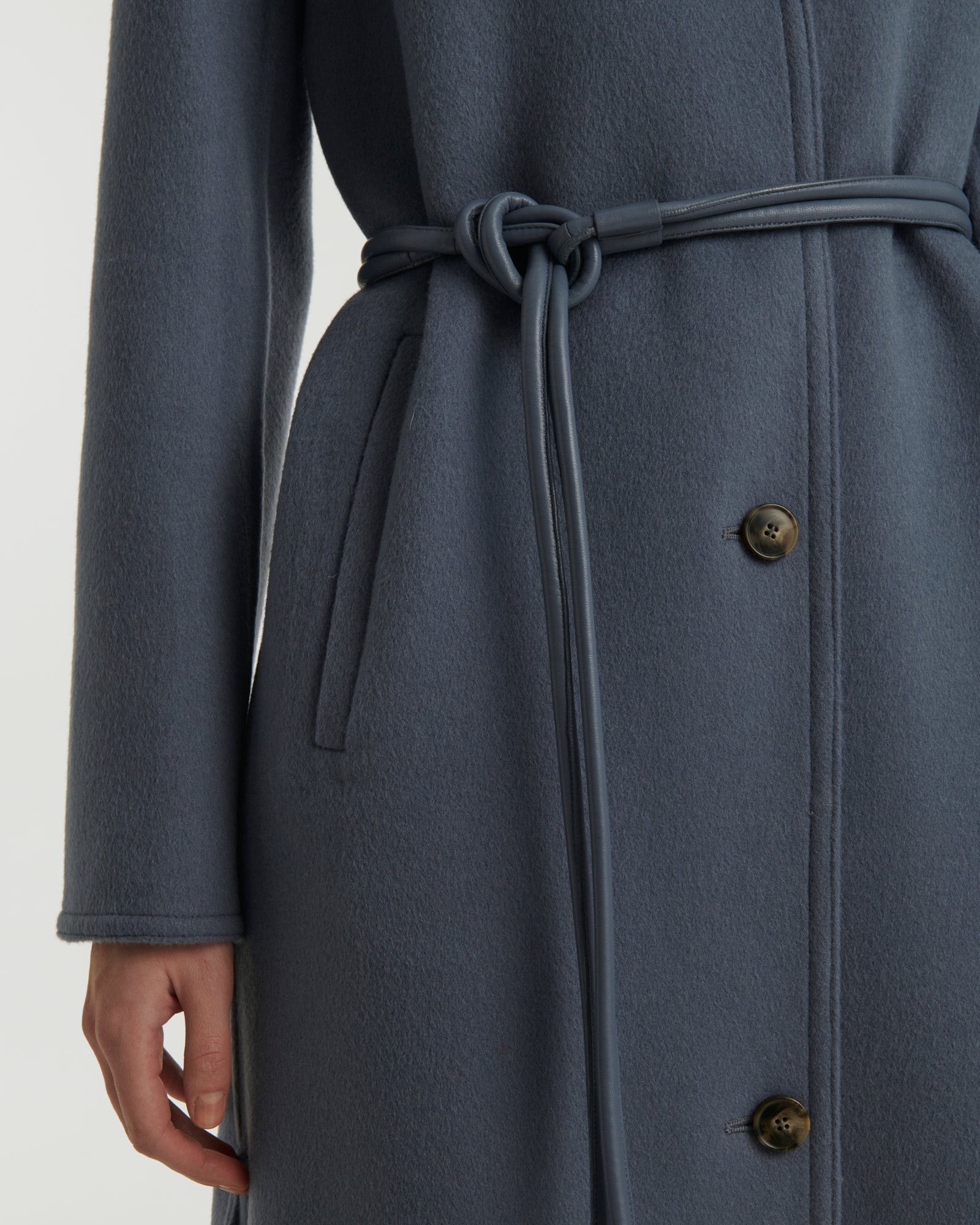 Long double-sided cashmere coat - blue