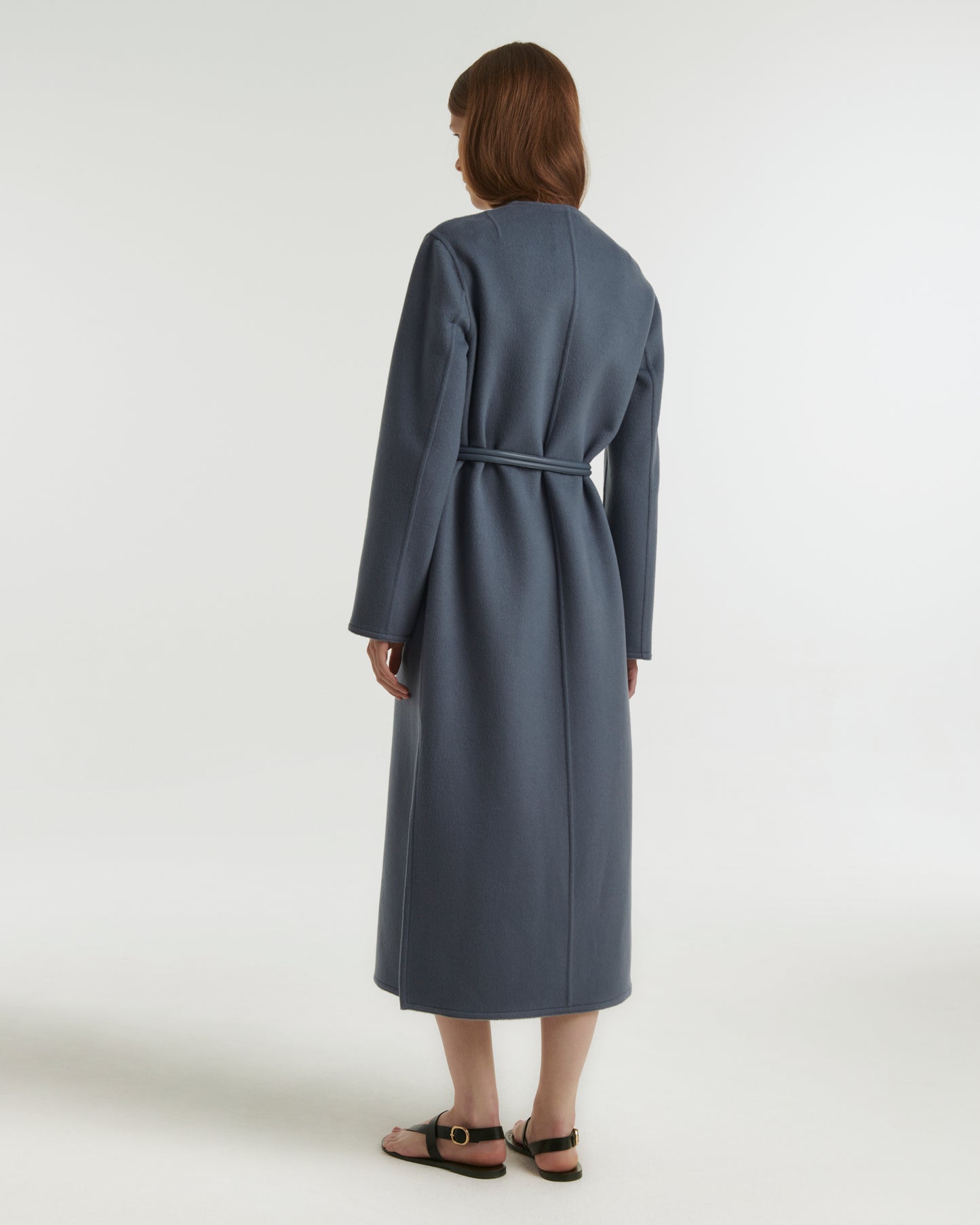 Long double-sided cashmere coat - blue