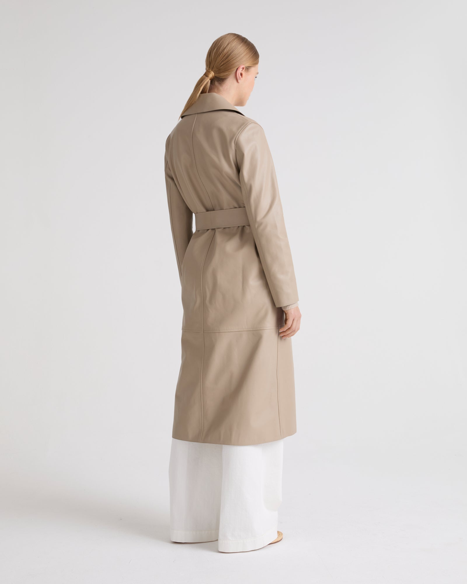 Long leather trench coat - Beige - Yves Salomon
