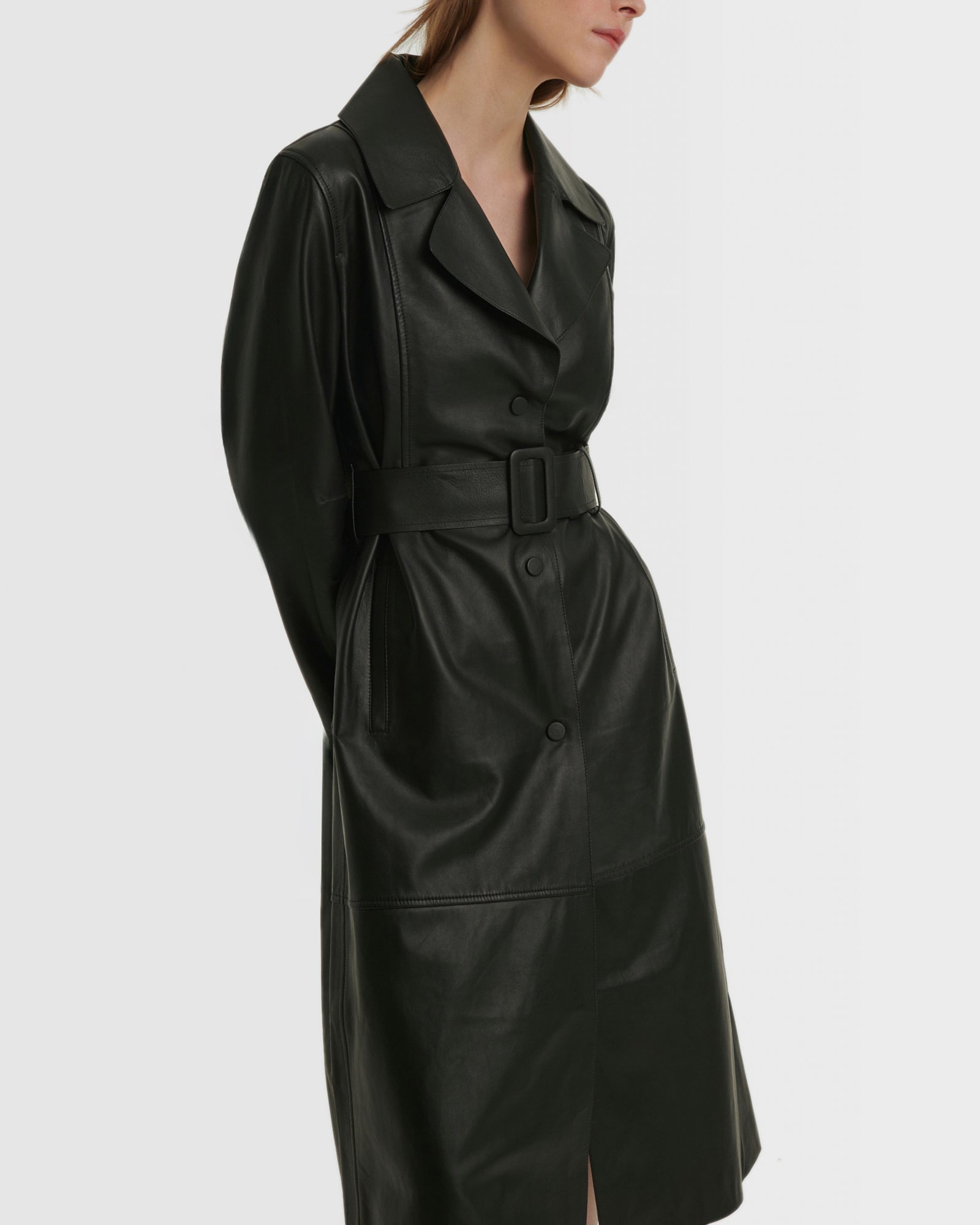 Soldes  - trench-en-cuir-noir-24eym20315apxxc99 -Yves Salomon