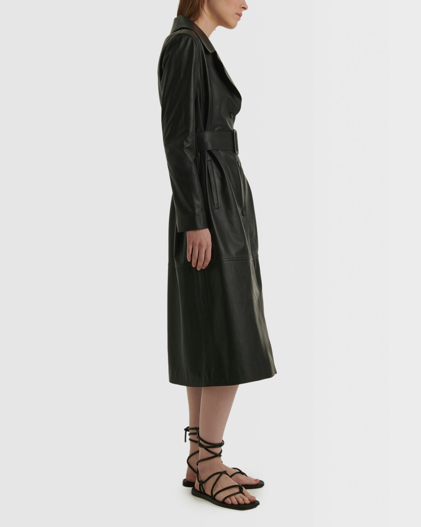 Soldes  - trench-en-cuir-noir-24eym20315apxxc99 -Yves Salomon