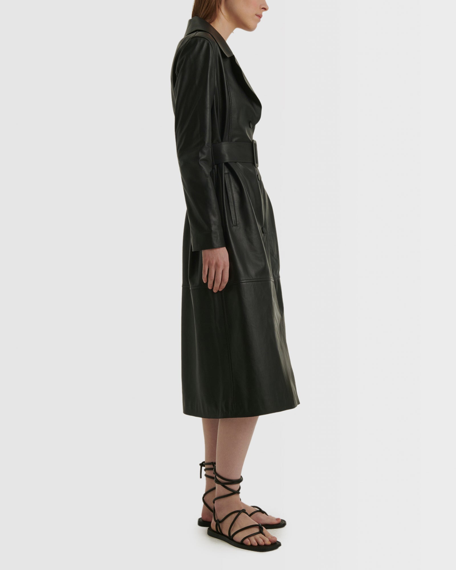 Soldes  - trench-en-cuir-noir-24eym20315apxxc99 -Yves Salomon