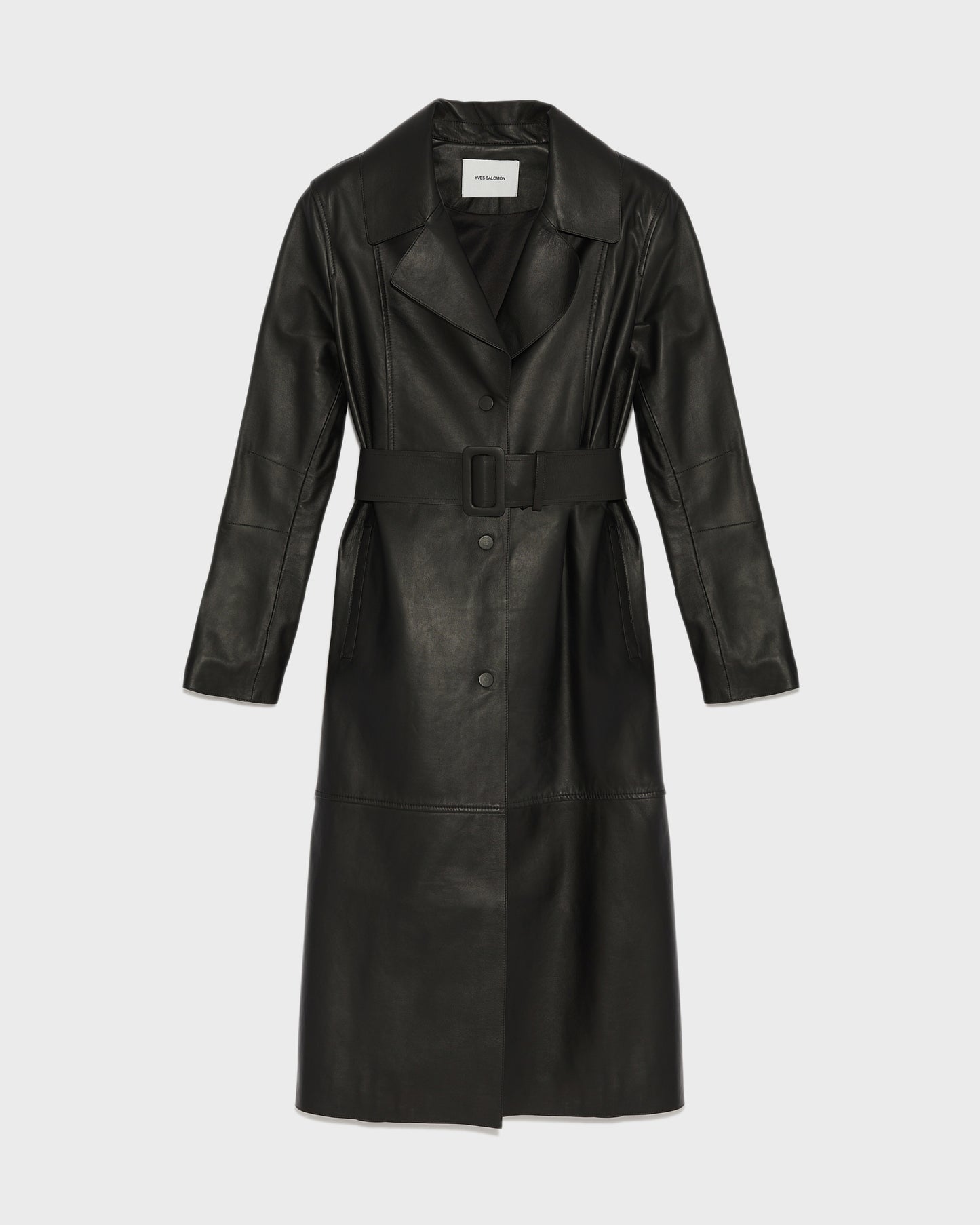 Soldes  - trench-en-cuir-noir-24eym20315apxxc99 -Yves Salomon
