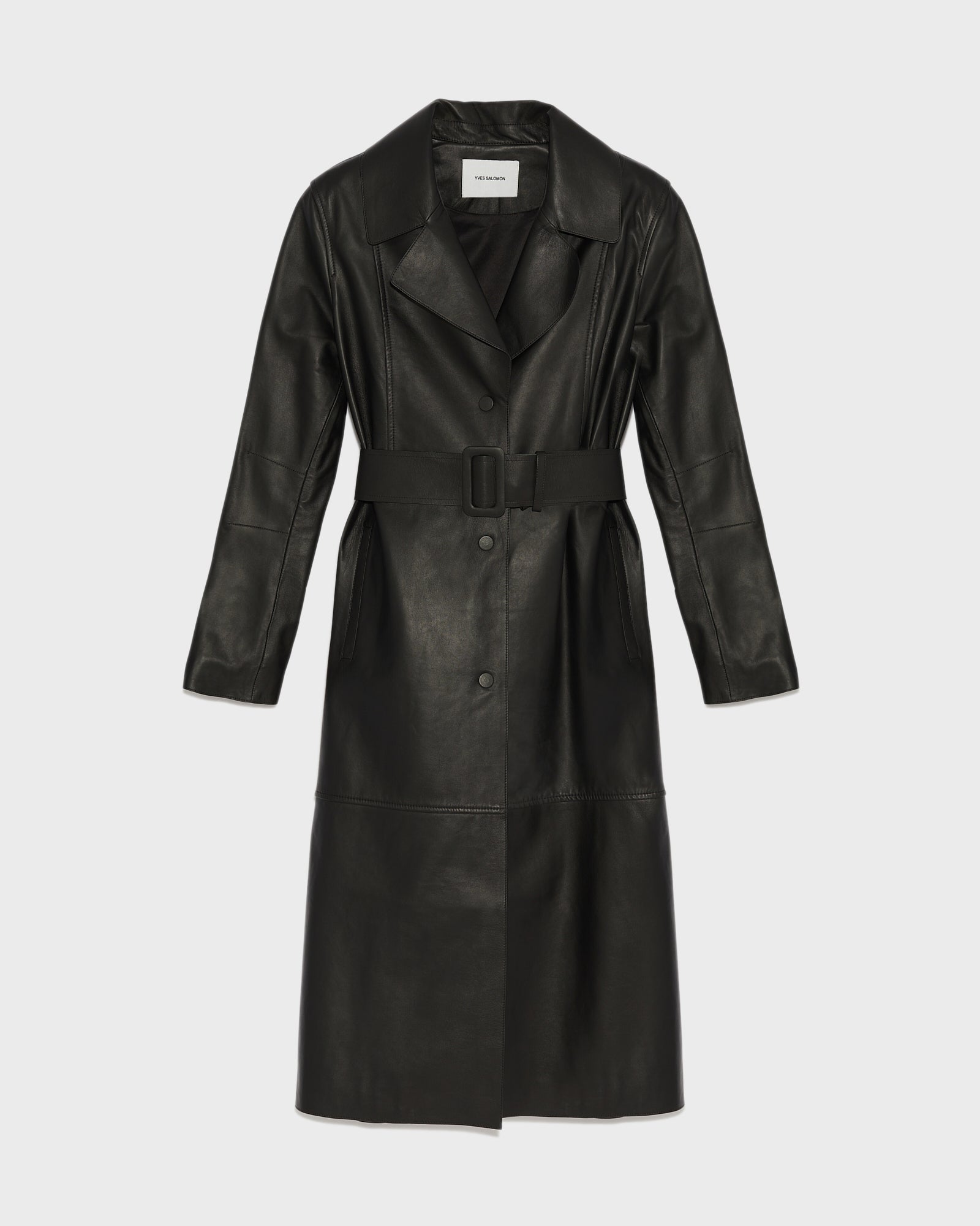 Soldes  - trench-en-cuir-noir-24eym20315apxxc99 -Yves Salomon