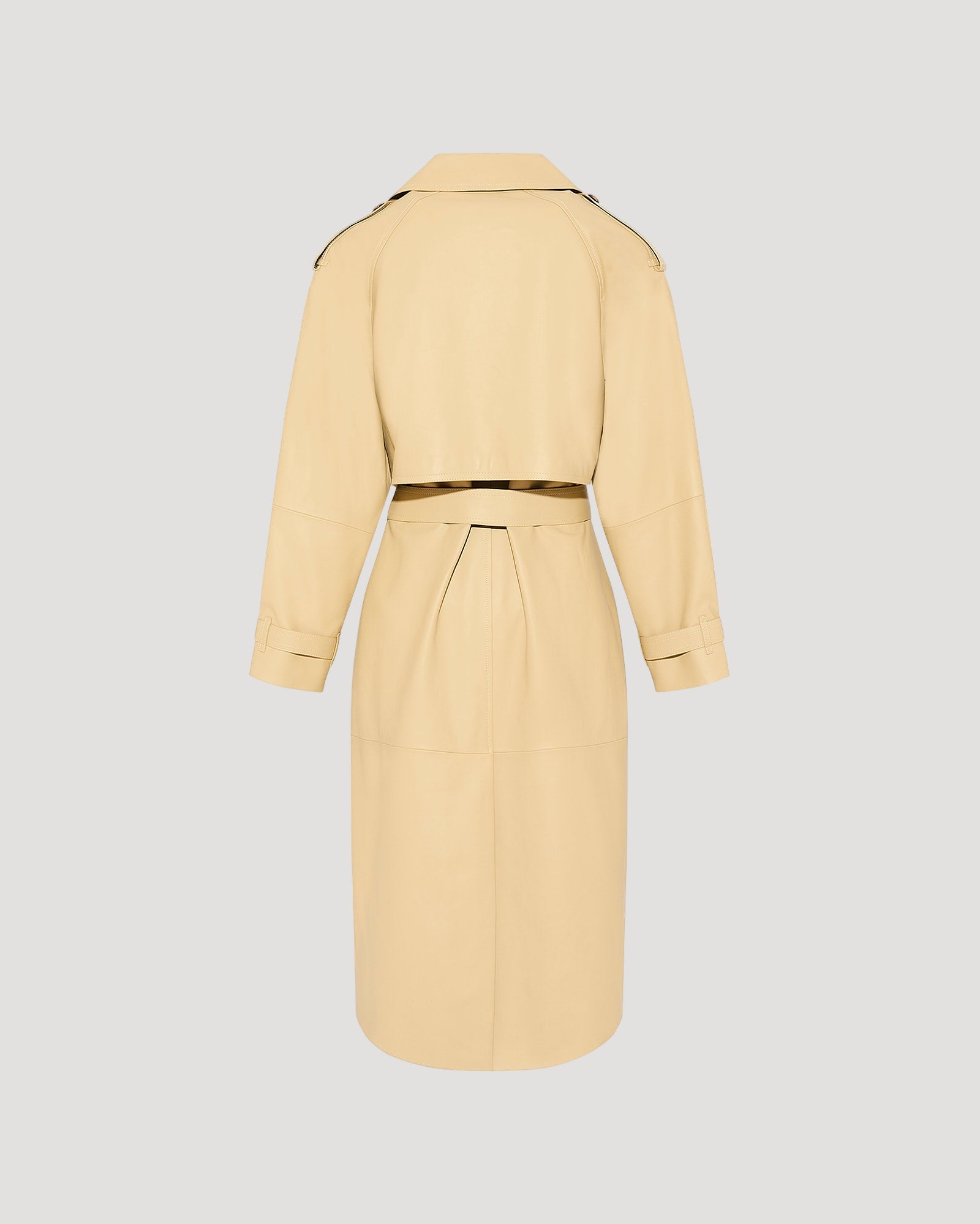 Long belted trench coat in lamb leather – Yves Salomon