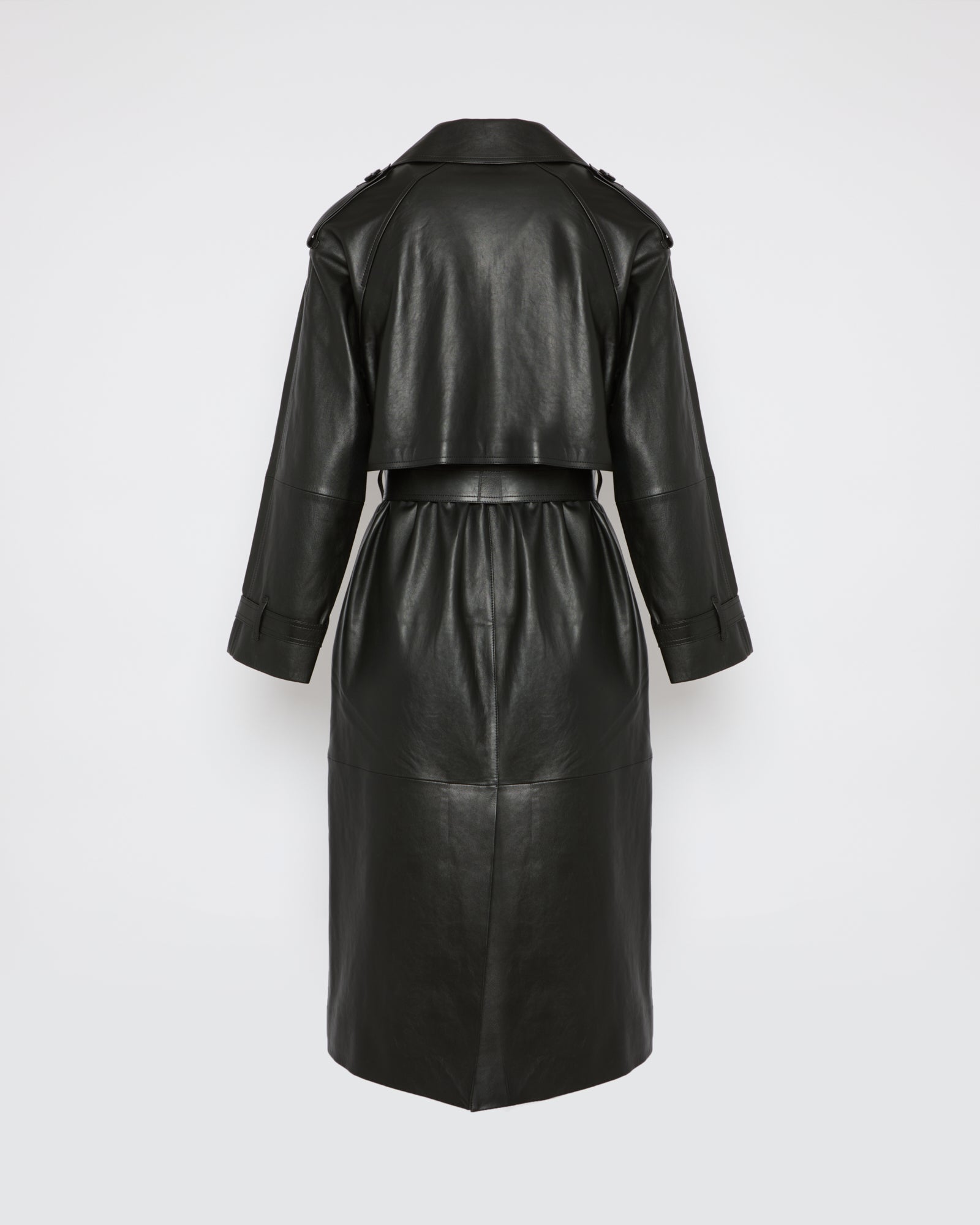 00’s Belted long coat Long belted trench coat in lamb leather – Yves Salomon
