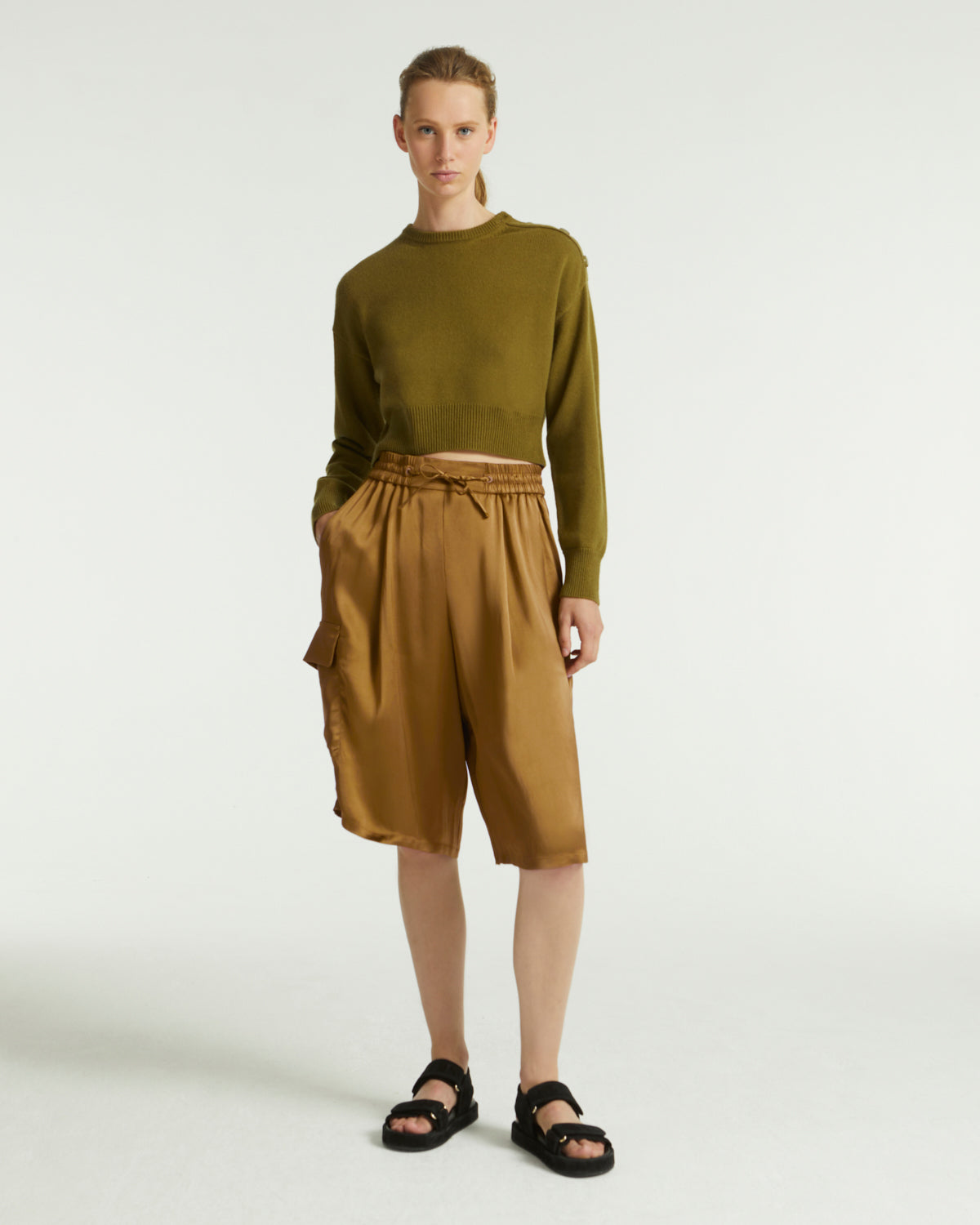 Satin Bermuda shorts