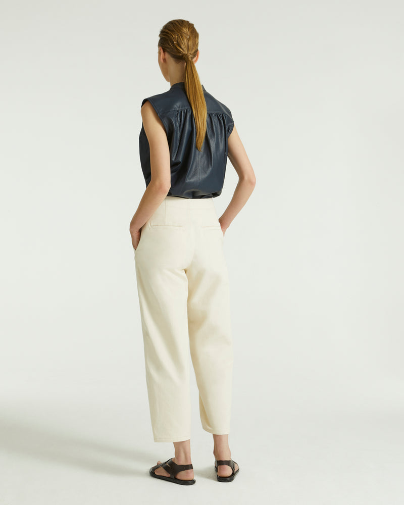 Cotton gabardine trousers - beige