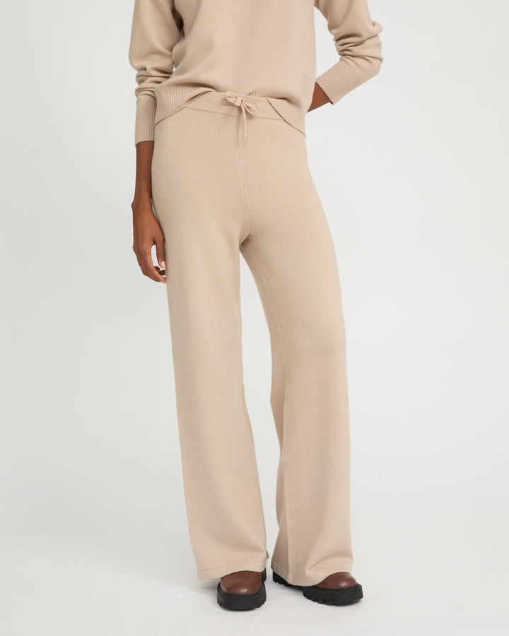 Pantalon large en maille mérinos