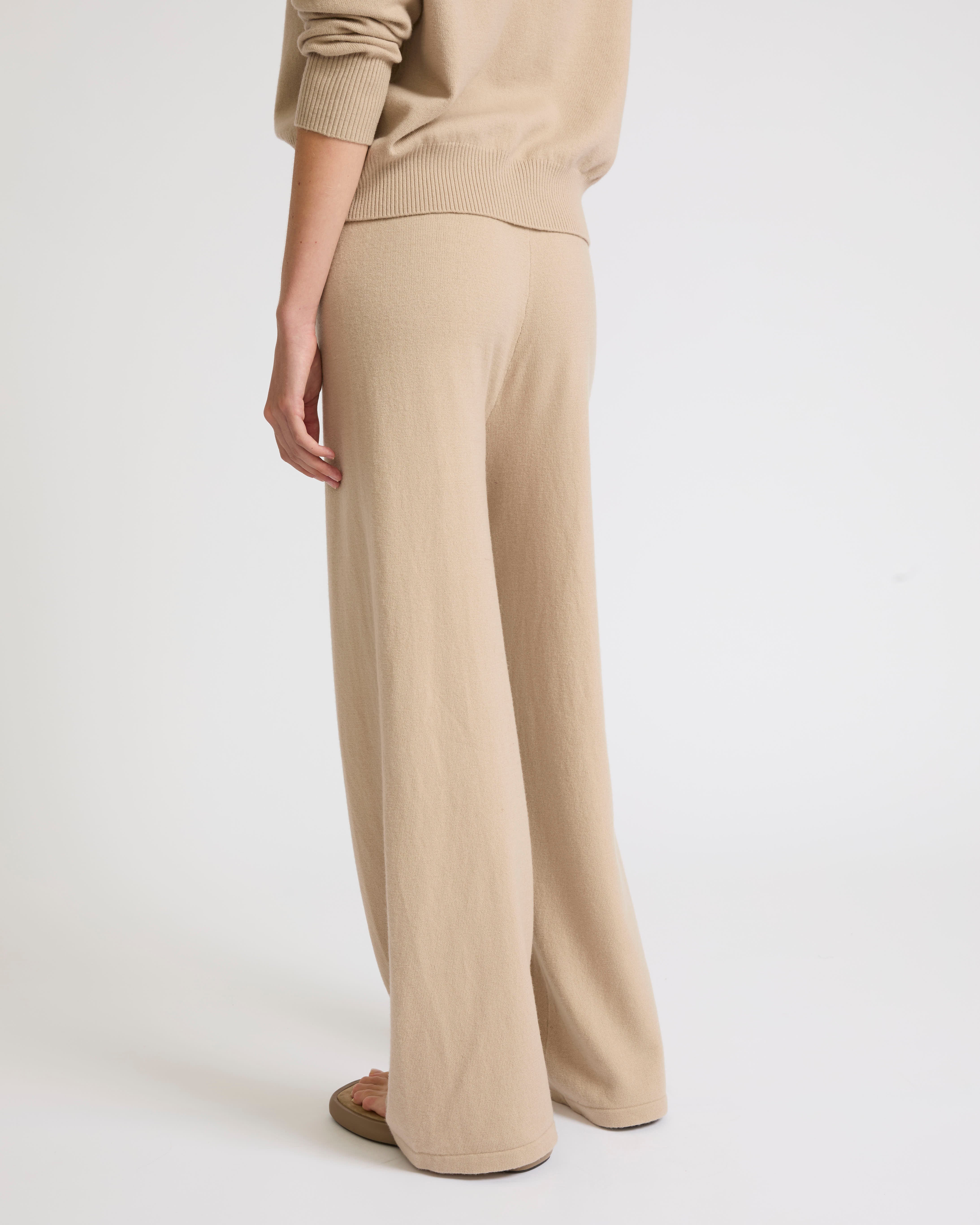 Merino knit wide leg trousers - Beige - Yves Salomon - Women