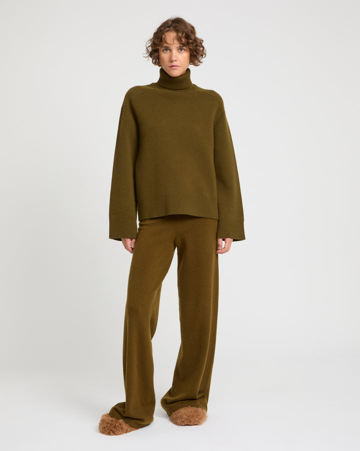 Merino knit wide leg trousers