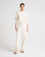 Pantalon large en maille mérinos